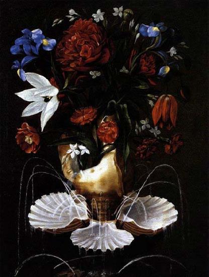 Juan de Espinosa Still-Life with Shell Fountain and Flowers oil painting picture
